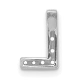 14k White Gold Diamond Letter L Pendant with Prong Set Round Cut Diamonds