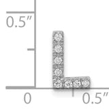 14k White Gold Diamond Letter L Pendant with Prong Set Round Cut Diamonds