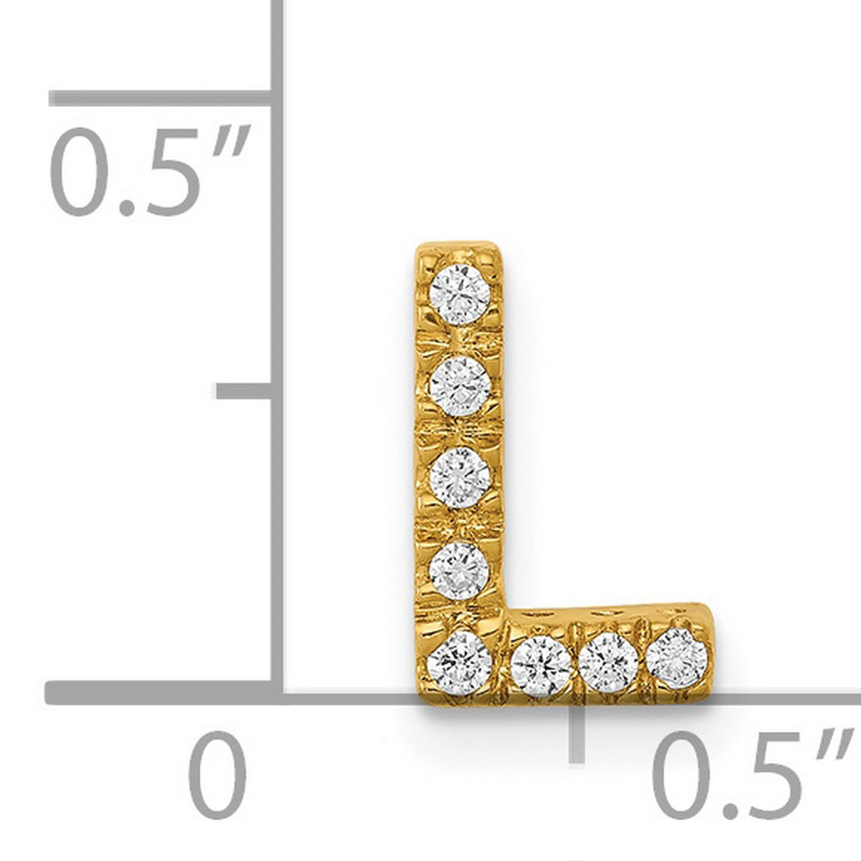 14k Yellow Gold Letter L Pendant with Round Cut Diamond Accent, Dainty Alphabet Charm