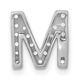 14k White Gold Diamond Letter M Pendant, Pave Set Initial Charm for Women
