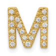 14k Yellow Gold Letter M Pendant with Pave Diamonds, Personalized Initial Charm