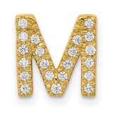 14k Yellow Gold Letter M Pendant with Pave Diamonds, Personalized Initial Charm