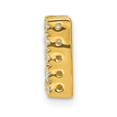 10k Yellow Gold N Initial Pendant with Round White Gemstones Pavé Setting, Unisex Letter Charm