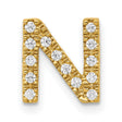 10k Yellow Gold N Initial Pendant with Round White Gemstones Pavé Setting, Unisex Letter Charm