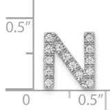14k White Gold Diamond Letter N Pendant, Pavé Initial Charm for Women or Unisex Wear
