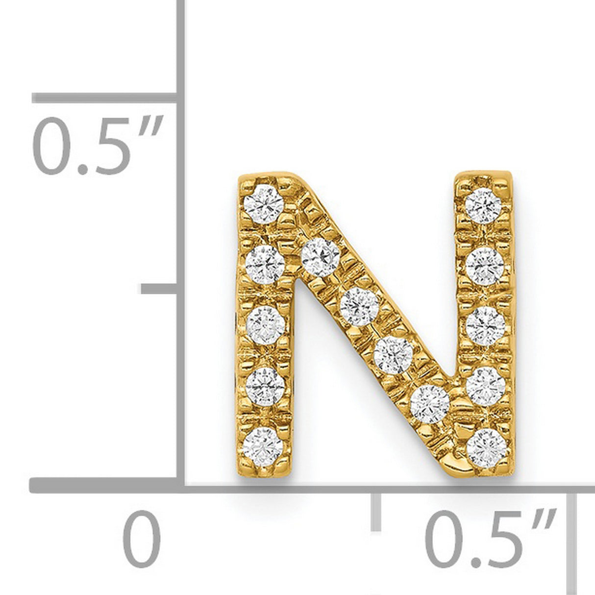 14k Yellow Gold Pendant with Cubic Zirconia, Letter N Charm, Dainty Initial Jewelry for Women