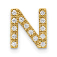 14k Yellow Gold Pendant with Cubic Zirconia, Letter N Charm, Dainty Initial Jewelry for Women