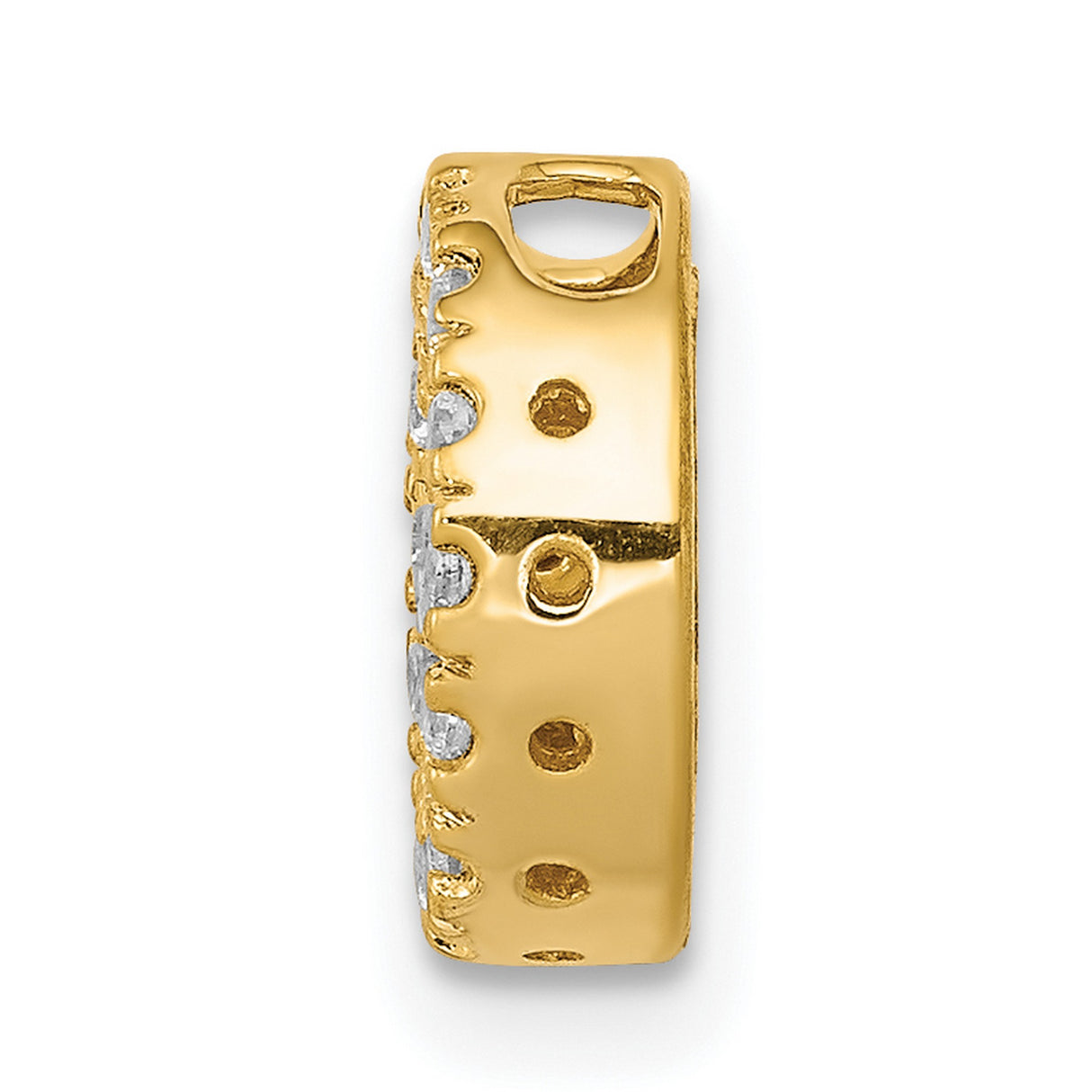 10k Yellow Gold Pendant with Round White Stones, Halo Open Circle Design for Women