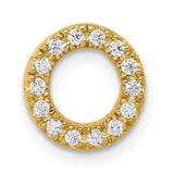 10k Yellow Gold Pendant with Round White Stones, Halo Open Circle Design for Women
