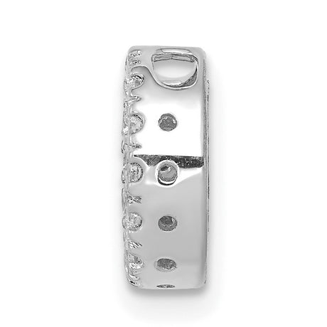 14k White Gold Circle Pendant with Diamond, Open Circle Eternity Design for Women