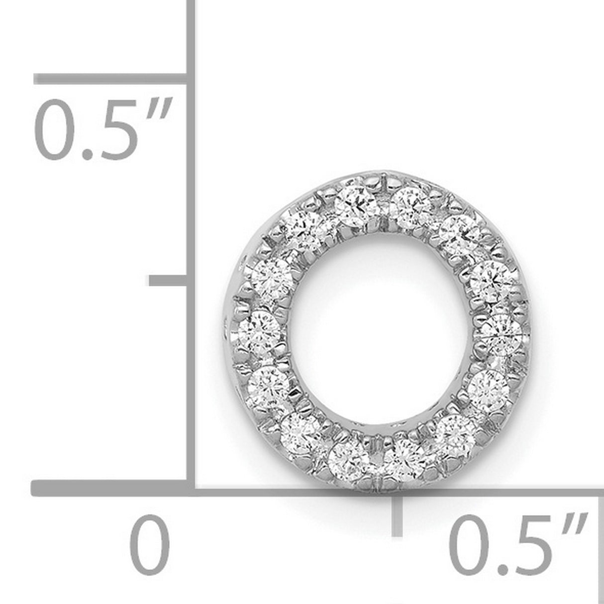 14k White Gold Circle Pendant with Diamond, Open Circle Eternity Design for Women