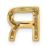 14k Yellow Gold Letter R Pendant Charm with Cubic Zirconia Accents, Unisex Initial Jewelry