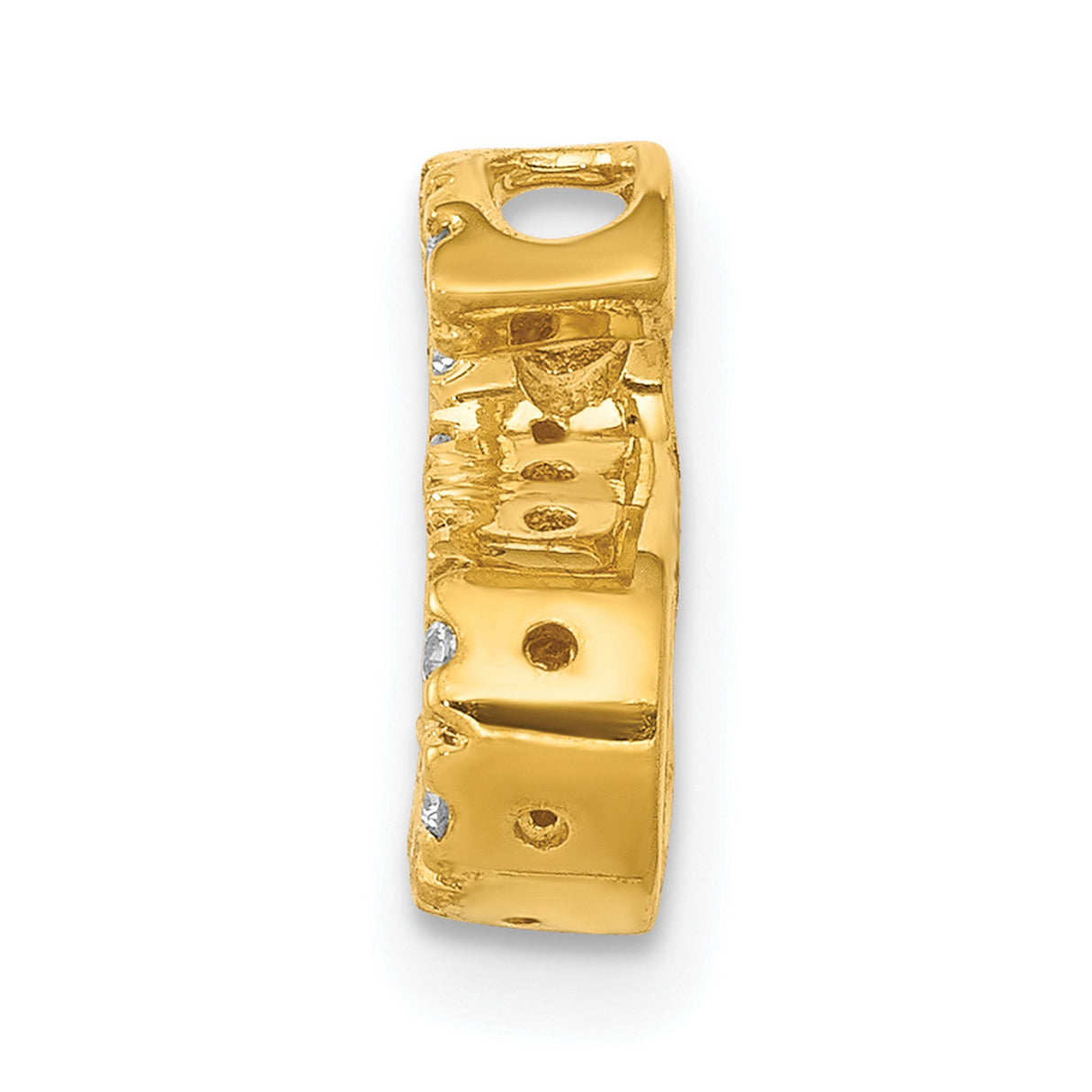 10k Yellow Gold Letter S Pendant Charm with White Cubic Zirconia Accents, Script Initial Jewelry