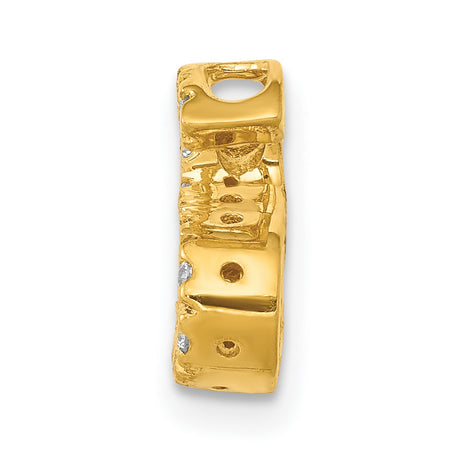 10k Yellow Gold Letter S Pendant Charm with White Cubic Zirconia Accents, Script Initial Jewelry