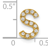 10k Yellow Gold Letter S Pendant Charm with White Cubic Zirconia Accents, Script Initial Jewelry