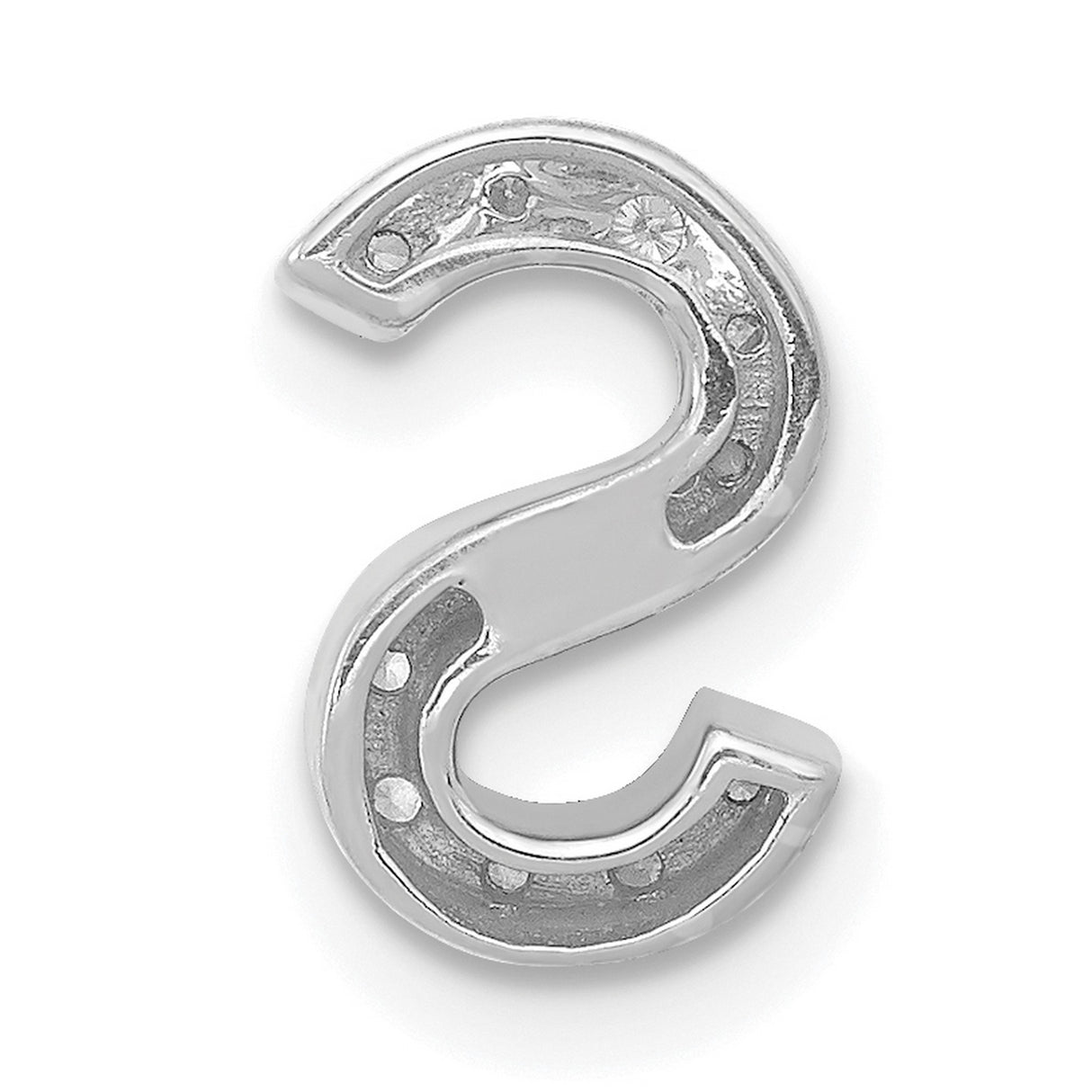 14k White Gold Initial S Pendant with Pavé Diamonds, Personalized Letter Charm for Women