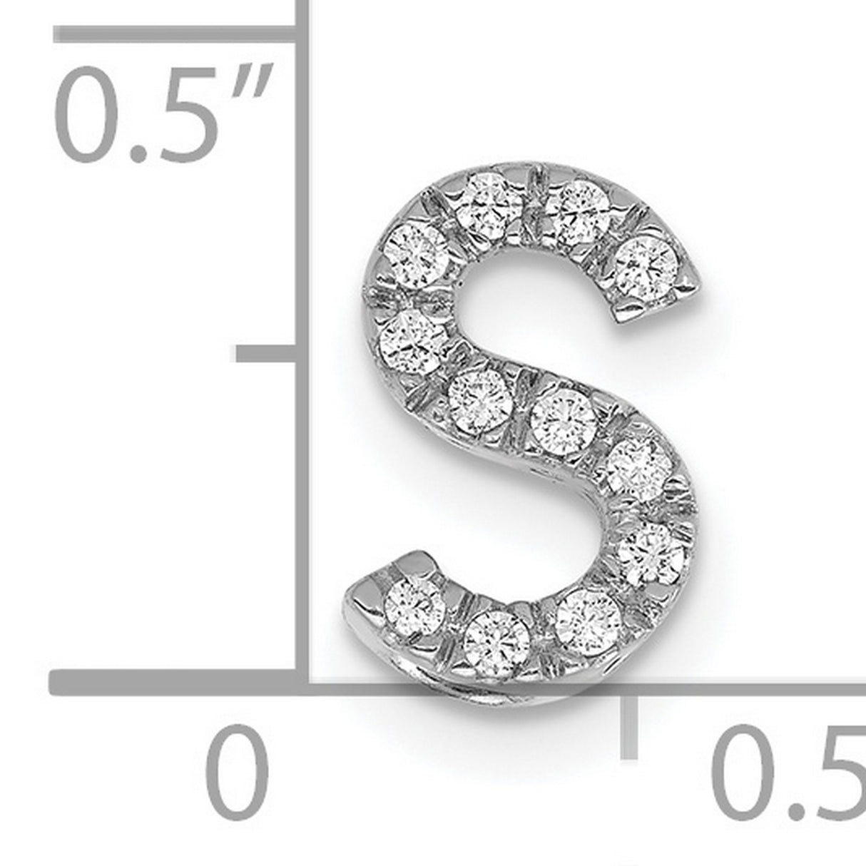 14k White Gold Initial S Pendant with Pavé Diamonds, Personalized Letter Charm for Women