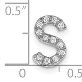 14k White Gold Initial S Pendant with Pavé Diamonds, Personalized Letter Charm for Women