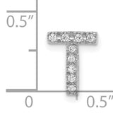 14k White Gold Letter T Pendant with Diamond Accents, Custom Alphabet Charm for Women