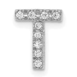 14k White Gold Letter T Pendant with Diamond Accents, Custom Alphabet Charm for Women