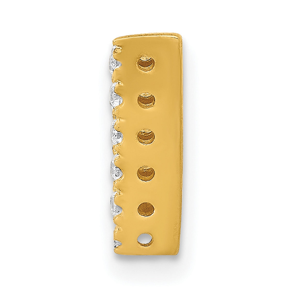 10k Yellow Gold Letter V Pendant with Pavé Setting and Clear Cubic Zirconia