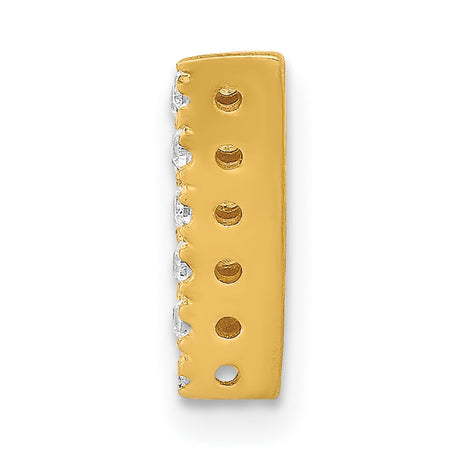 10k Yellow Gold Letter V Pendant with Pavé Setting and Clear Cubic Zirconia