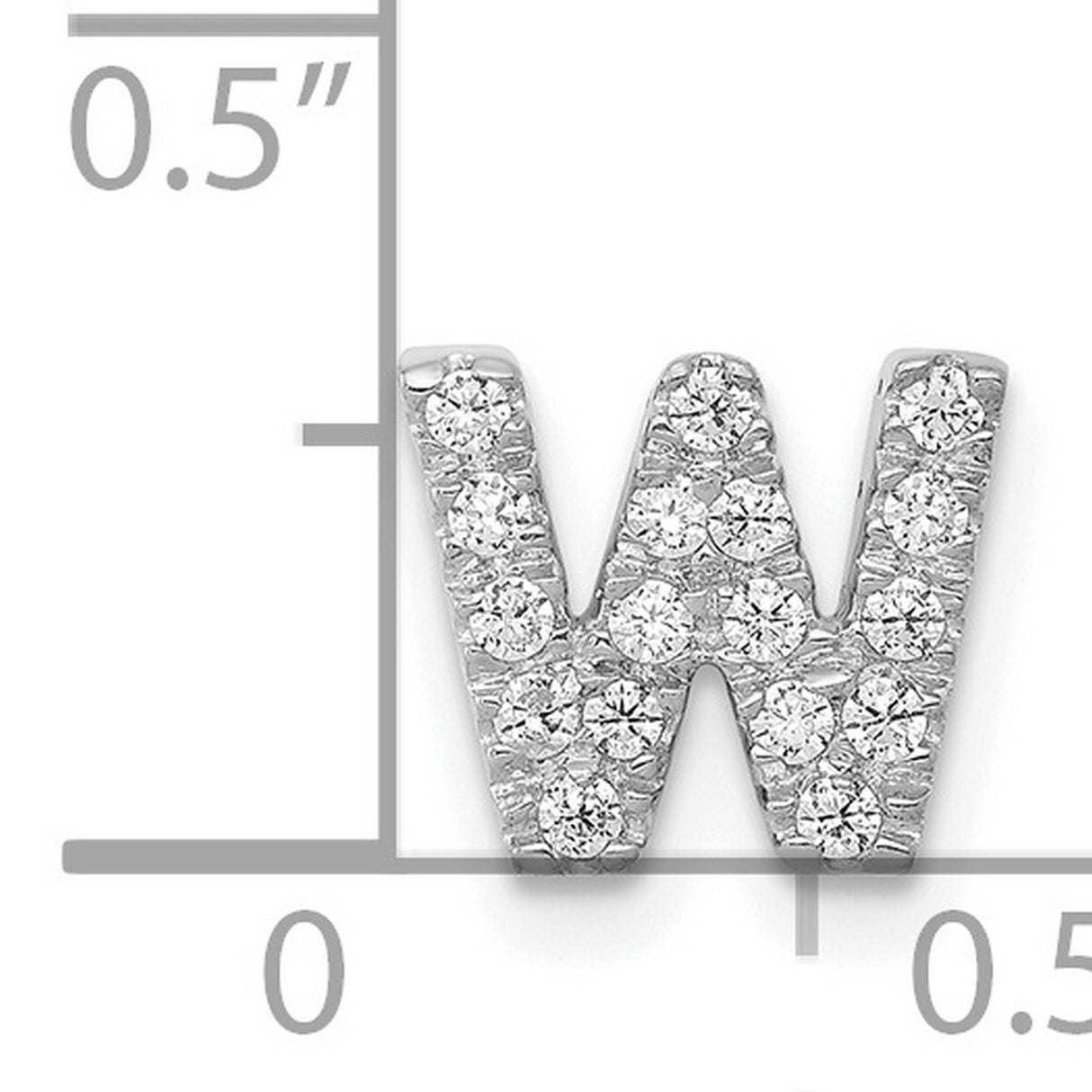 14k White Gold Letter W Pendant Charm with Diamond Accents, Pavé Set Initial Design