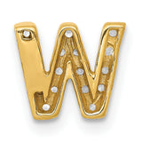 14k Yellow Gold Letter W Pendant with Pavé Cubic Zirconia, Dainty Alphabet Charm
