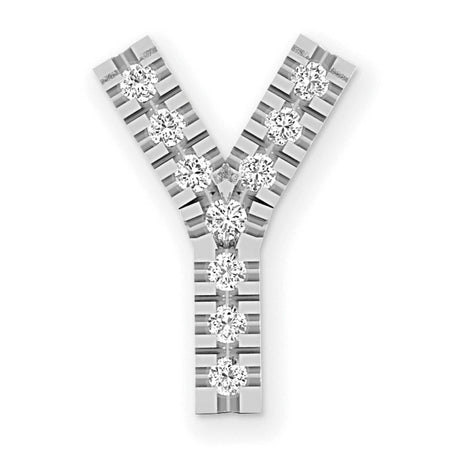 Diamond Initial Y Charm Pendant in Real 14k White Gold
