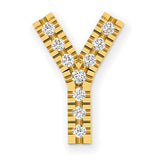 Diamond Initial Y Charm Pendant in Real 14k Yellow Gold