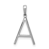 14k White Gold Letter A Pendant with Diamond Accents, Dainty Monogram Charm