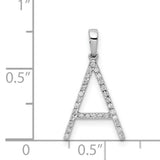 14k White Gold Letter A Pendant with Diamond Accents, Dainty Monogram Charm