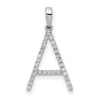 14k White Gold Letter A Pendant with Diamond Accents, Dainty Monogram Charm