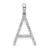 14k White Gold Letter A Pendant with Diamond Accents, Dainty Monogram Charm
