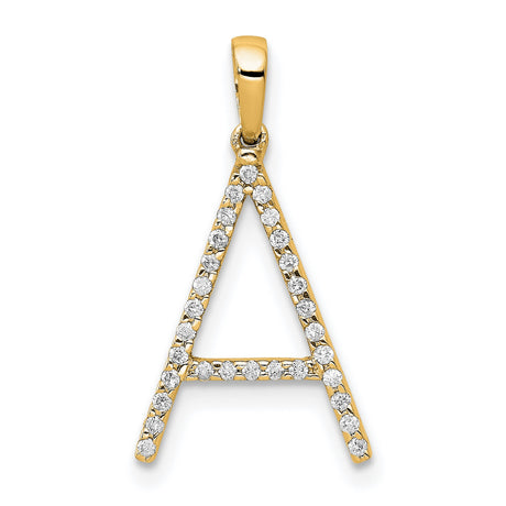14k Yellow Gold Letter A Pendant with Round Gemstone Detailing, Personalized Alphabet Charm