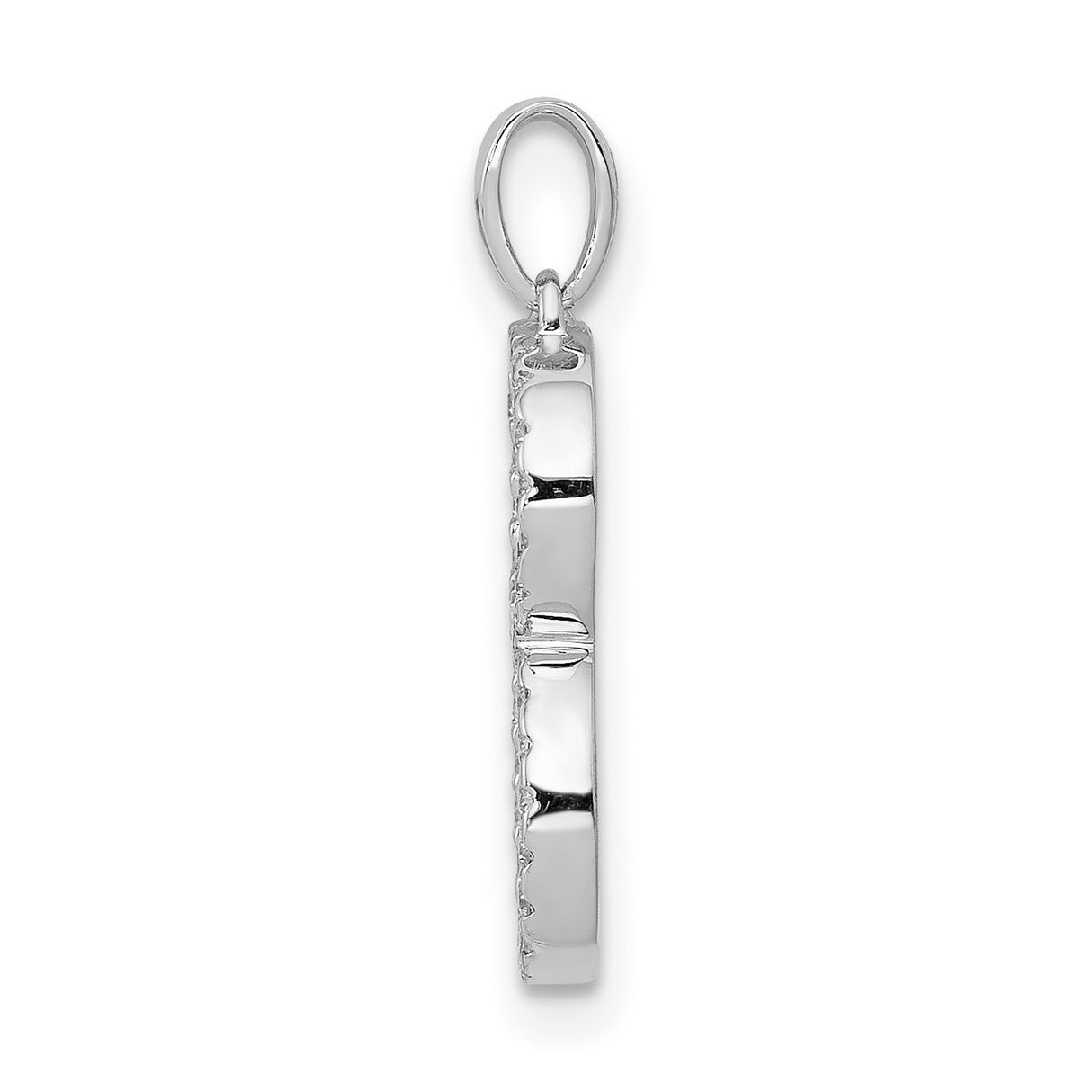 14k White Gold Letter B Pendant with Diamond Accents, Dainty Alphabet Charm for Women
