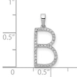 14k White Gold Letter B Pendant with Diamond Accents, Dainty Alphabet Charm for Women