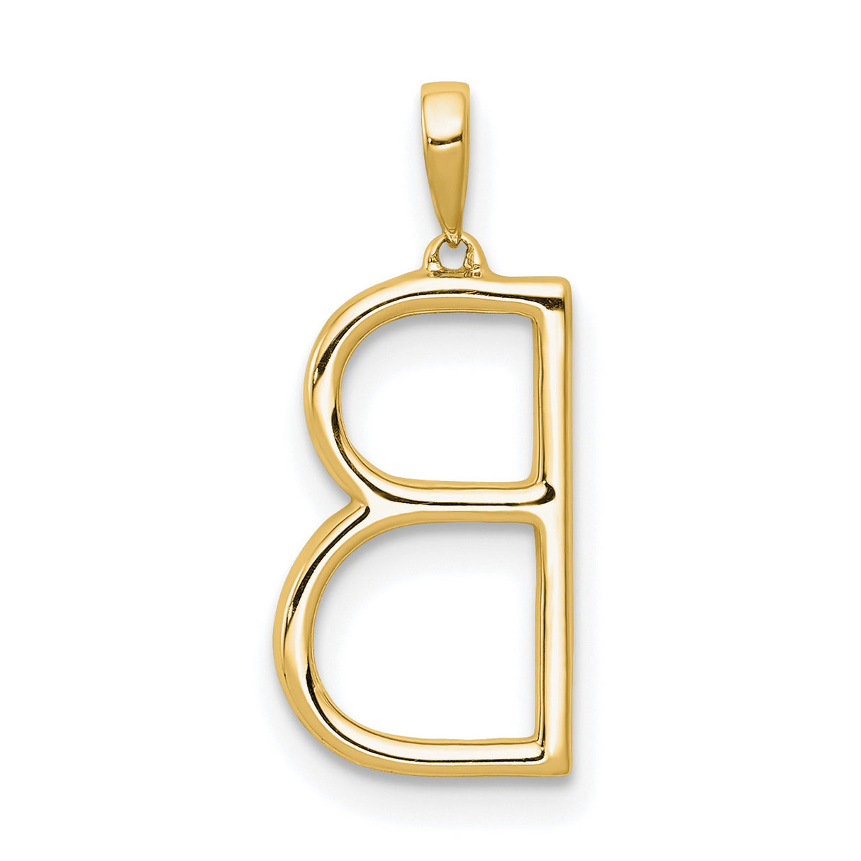 14k Yellow Gold Letter B Pendant with Diamond Accent, Openwork Initial Charm for Women