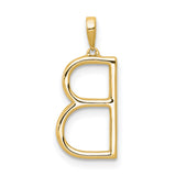 14k Yellow Gold Letter B Pendant with Diamond Accent, Openwork Initial Charm for Women