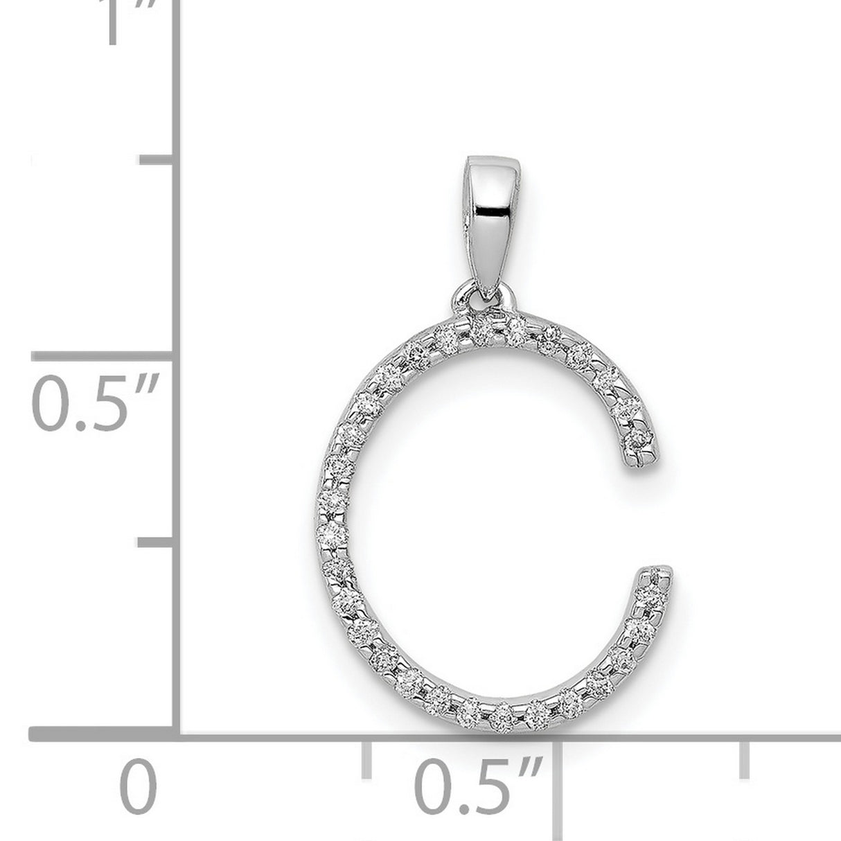 14k White Gold Letter C Diamond Pendant, Cursive Monogram Charm for Women