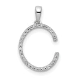 14k White Gold Letter C Diamond Pendant, Cursive Monogram Charm for Women