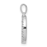 14k White Gold Initial D Pendant with Diamond Accent, Script Letter Charm for Women