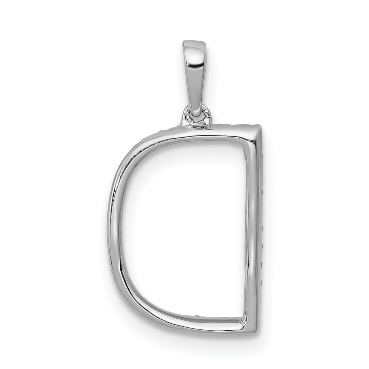 14k White Gold Initial D Pendant with Diamond Accent, Script Letter Charm for Women