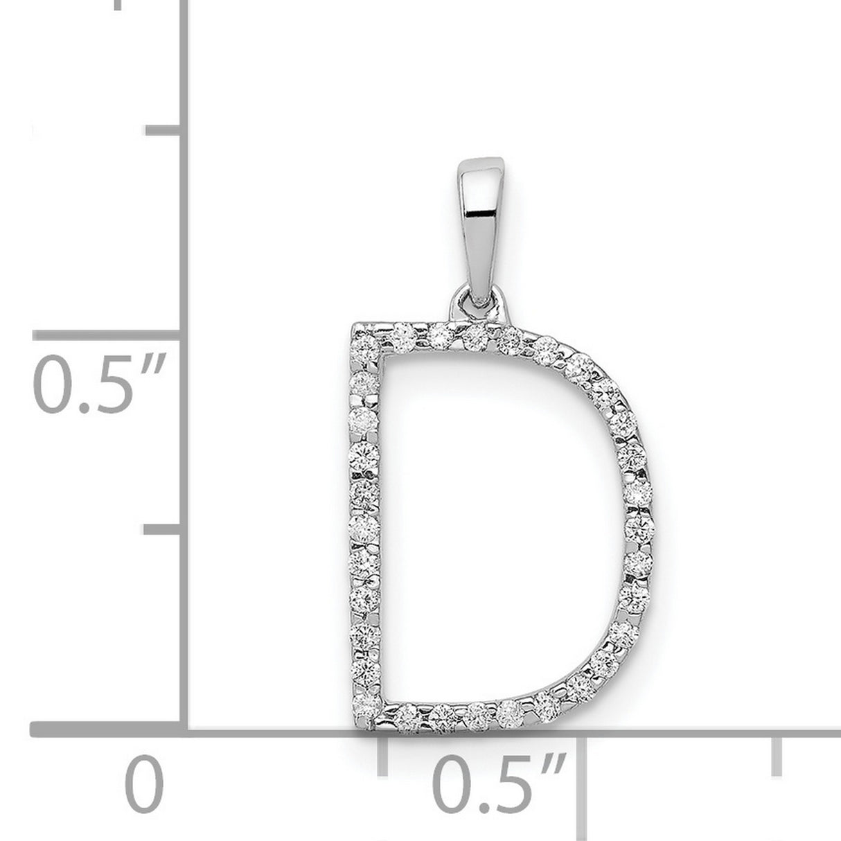 14k White Gold Initial D Pendant with Diamond Accent, Script Letter Charm for Women
