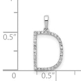 14k White Gold Initial D Pendant with Diamond Accent, Script Letter Charm for Women