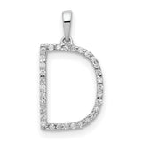 14k White Gold Initial D Pendant with Diamond Accent, Script Letter Charm for Women