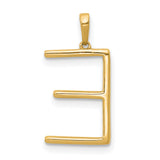 14k Yellow Gold Initial E Pendant with Cubic Zirconia, Bold Block Letter Charm for Women