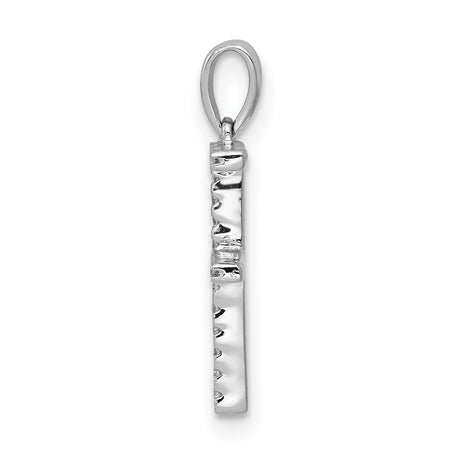 14k White Gold Letter F Pendant with Diamond Accents, Initial Charm Jewelry