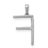 14k White Gold Letter F Pendant with Diamond Accents, Initial Charm Jewelry