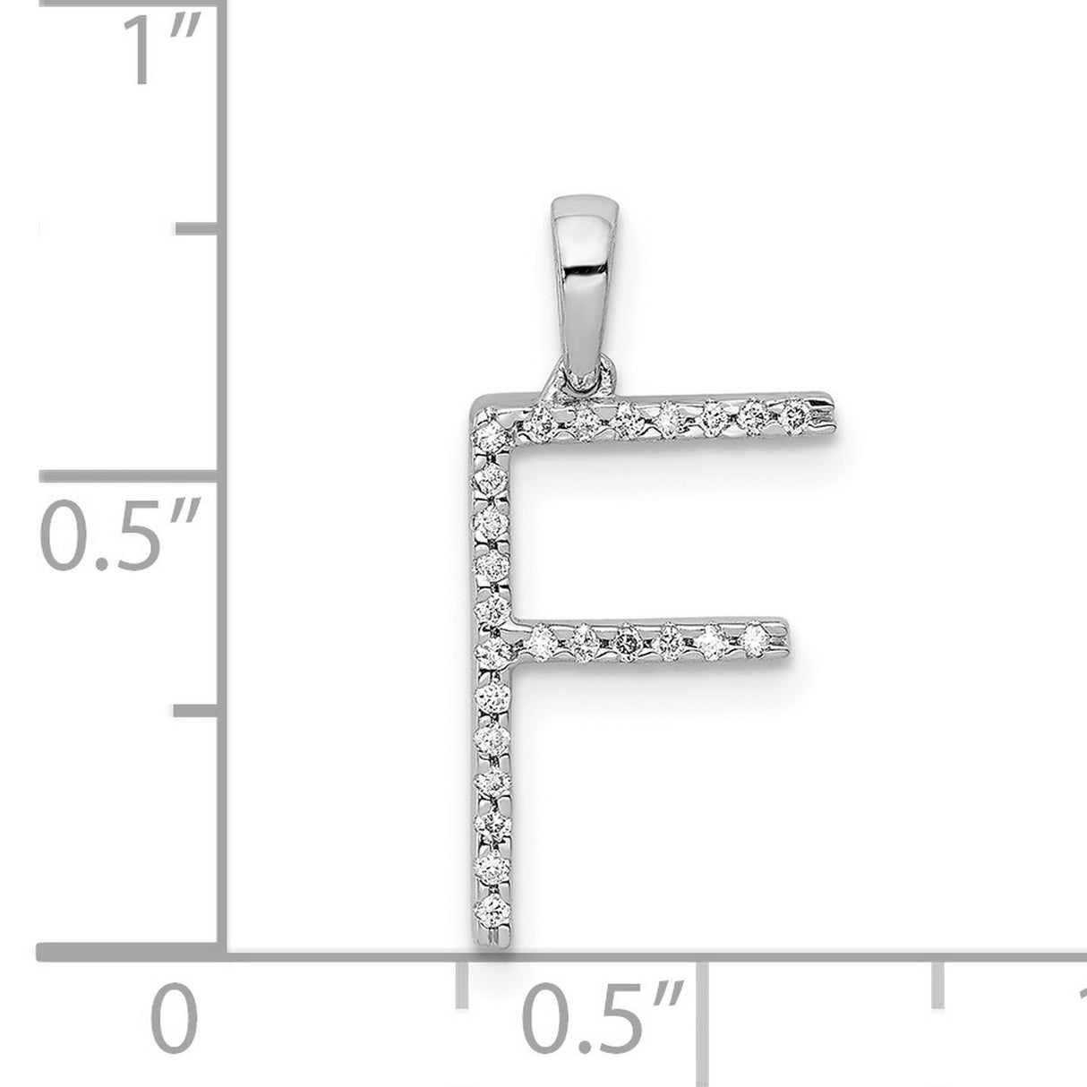 14k White Gold Letter F Pendant with Diamond Accents, Initial Charm Jewelry